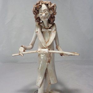 Dino Bencini Italy Signed Clay Ceramic Sculpture Professor/Engineer